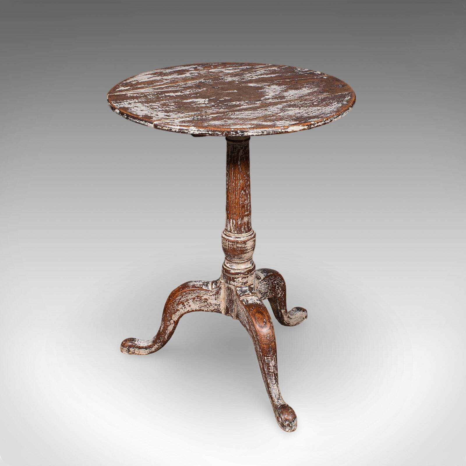 Antique Pedestal Table, Painted Oak, Side, Lamp, Planter Stand, Georgian, C.1750 photo for sale