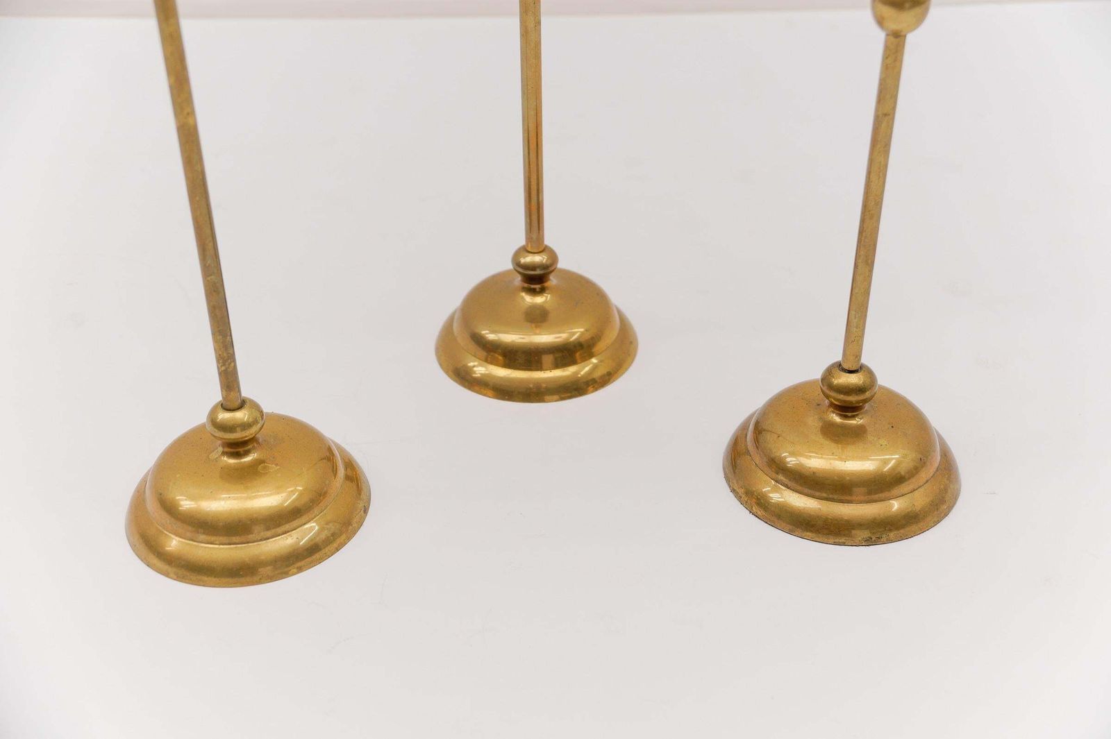 Home Decor Set Of 3 Elegant Mid Century Modern Brass Candle Holder, 1960s photo