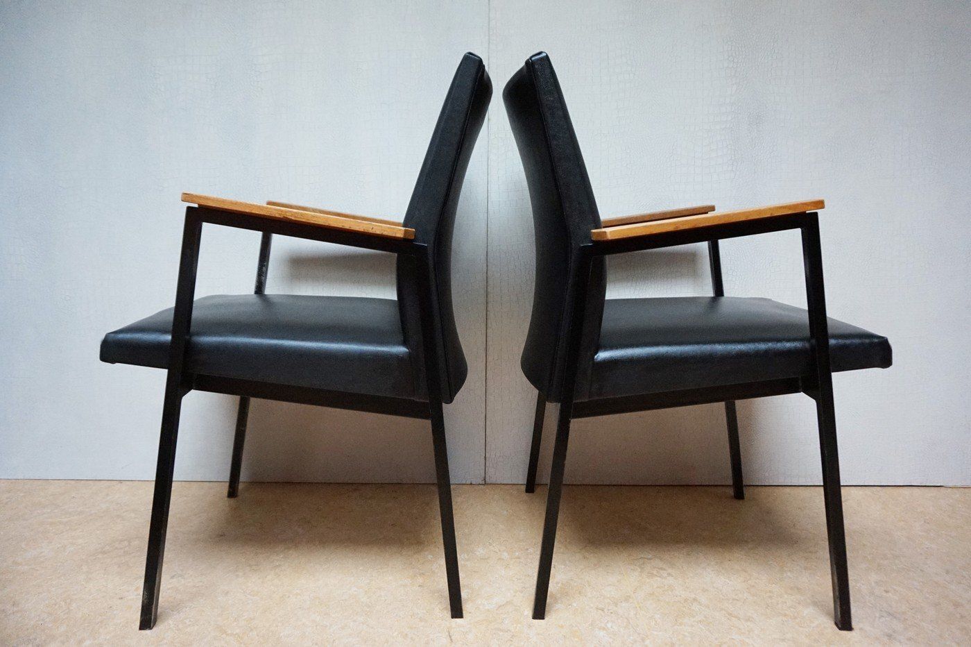 Furniture Mid Century Modern Industrial Dutch Armchairs, 1960s, Set Of 6 photo