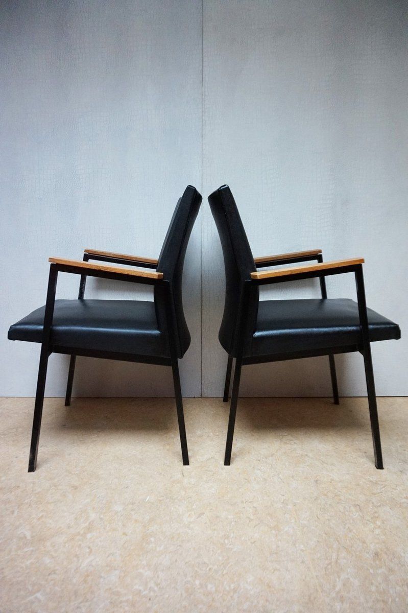 photo vinterior Mid Century Modern Industrial Dutch Armchairs, 1960s, Set Of 6