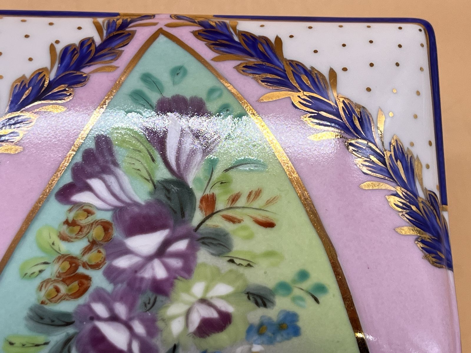 photo furniture Large Limoges Porcelain France Hand Painted Hinged Trinket / Jewelry Box.