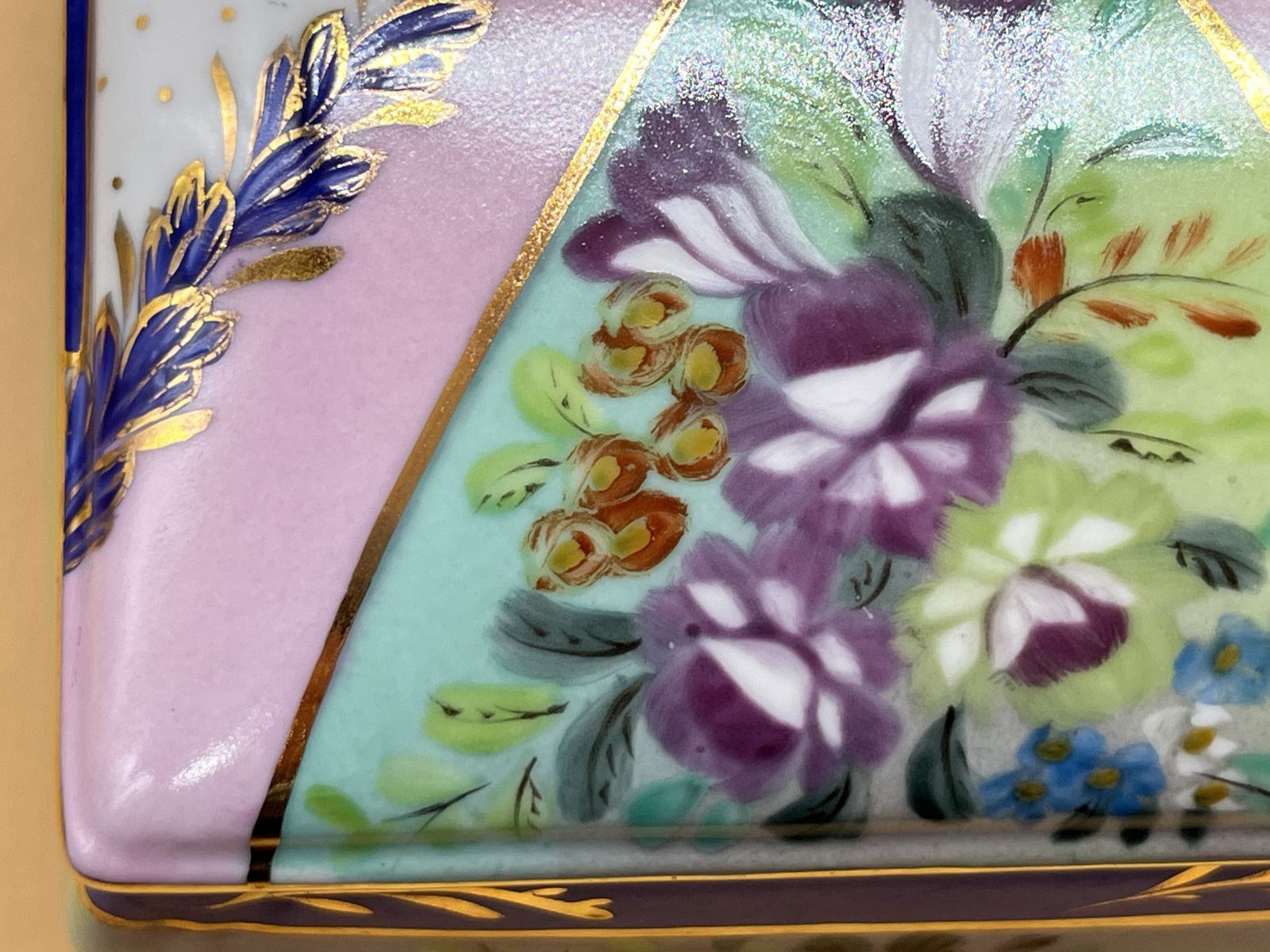 photo for sale Large Limoges Porcelain France Hand Painted Hinged Trinket / Jewelry Box.