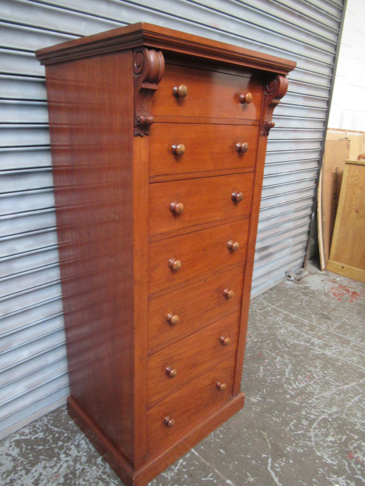 Tall Victorian Mahogany  1870s  Wellington Chest Of Drawers