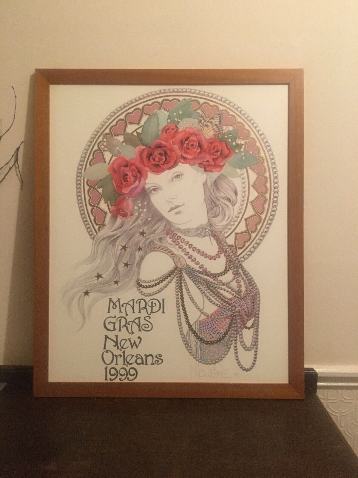 Large New Orleans 1999 Mardi Gras Poster Mousie Hand Finished Framed Vintage photo vintage