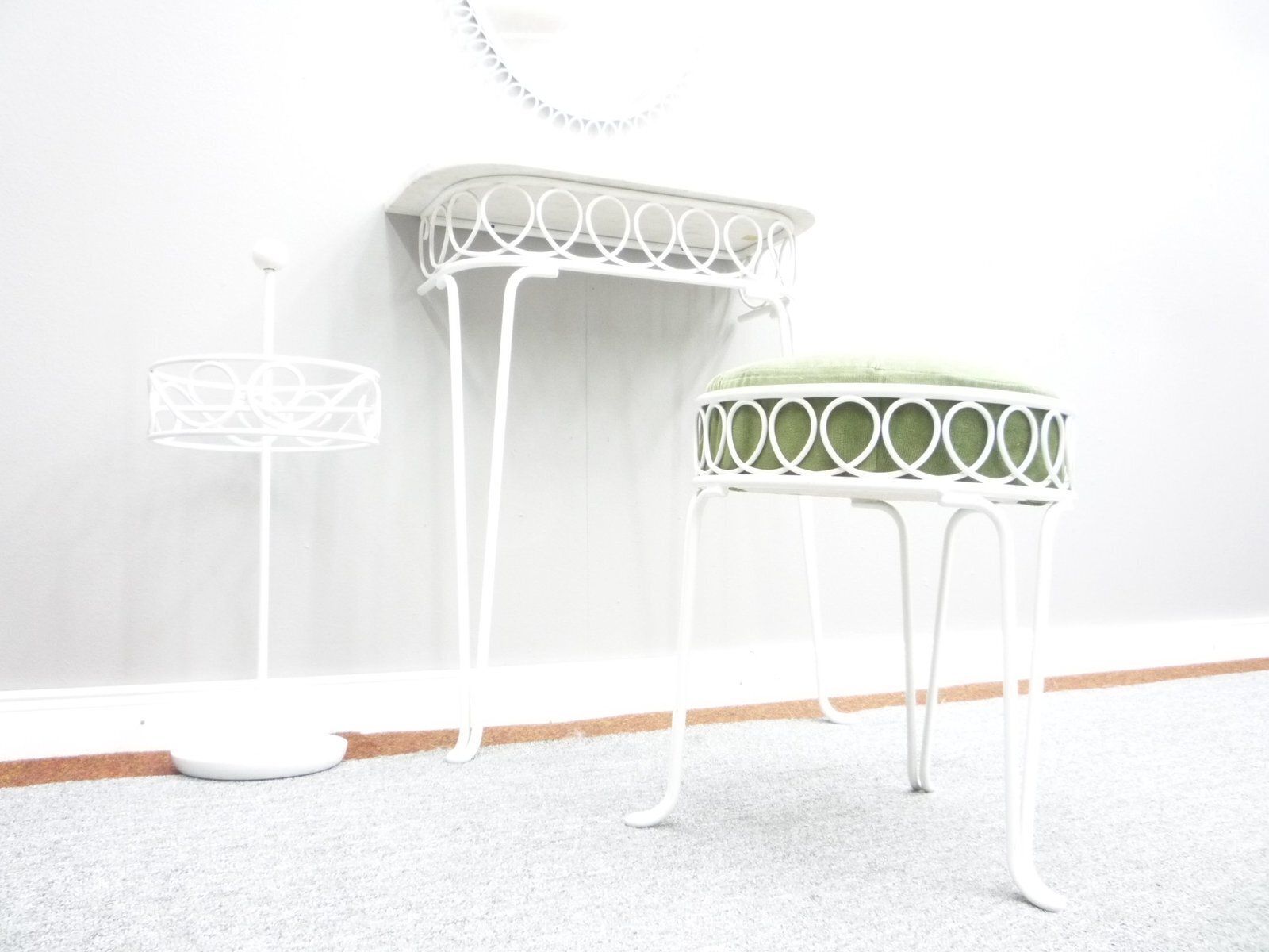 Hairdressing Console With Mirror, Stool & Umbrella Stand, 1950s, Set Of 4 photo vinterior