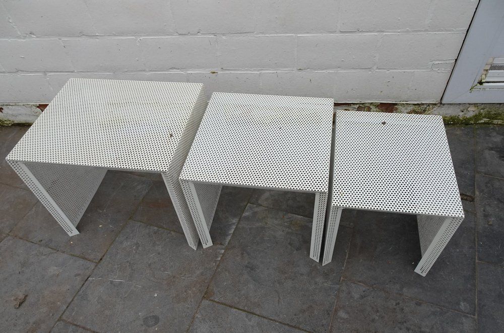 Metal Nesting Tables In The Style Of Mathieu Mategot, 1960s, Set Of 3 photo vinterior