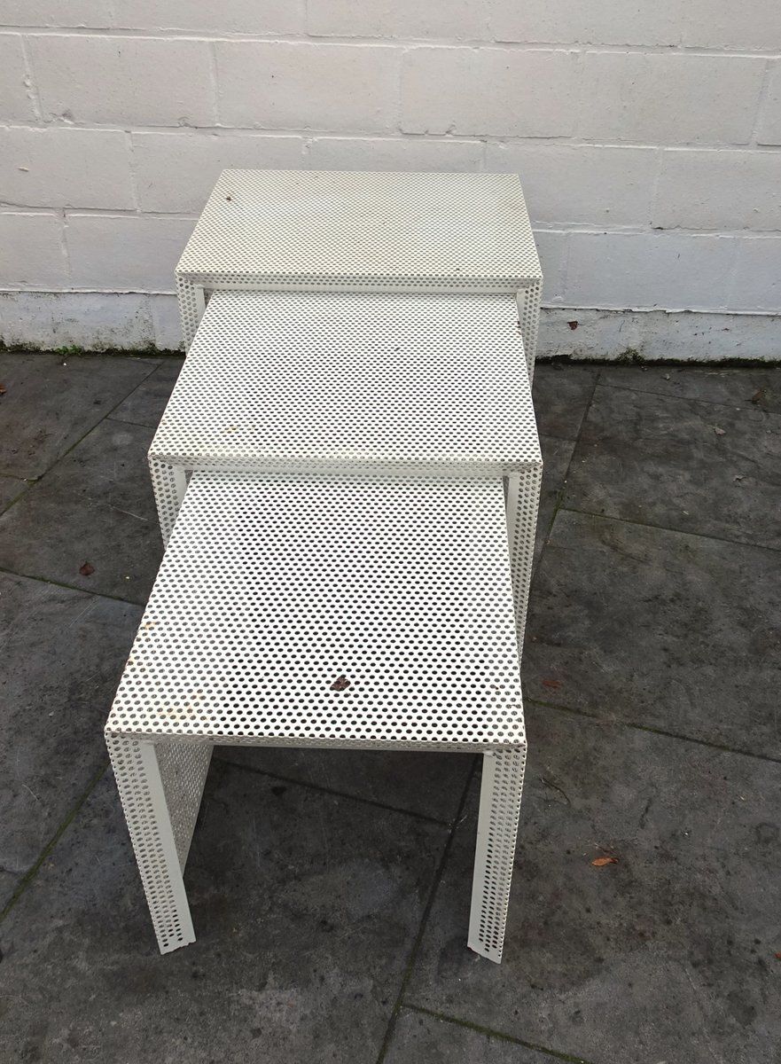Metal Nesting Tables In The Style Of Mathieu Mategot, 1960s, Set Of 3 photo vintage