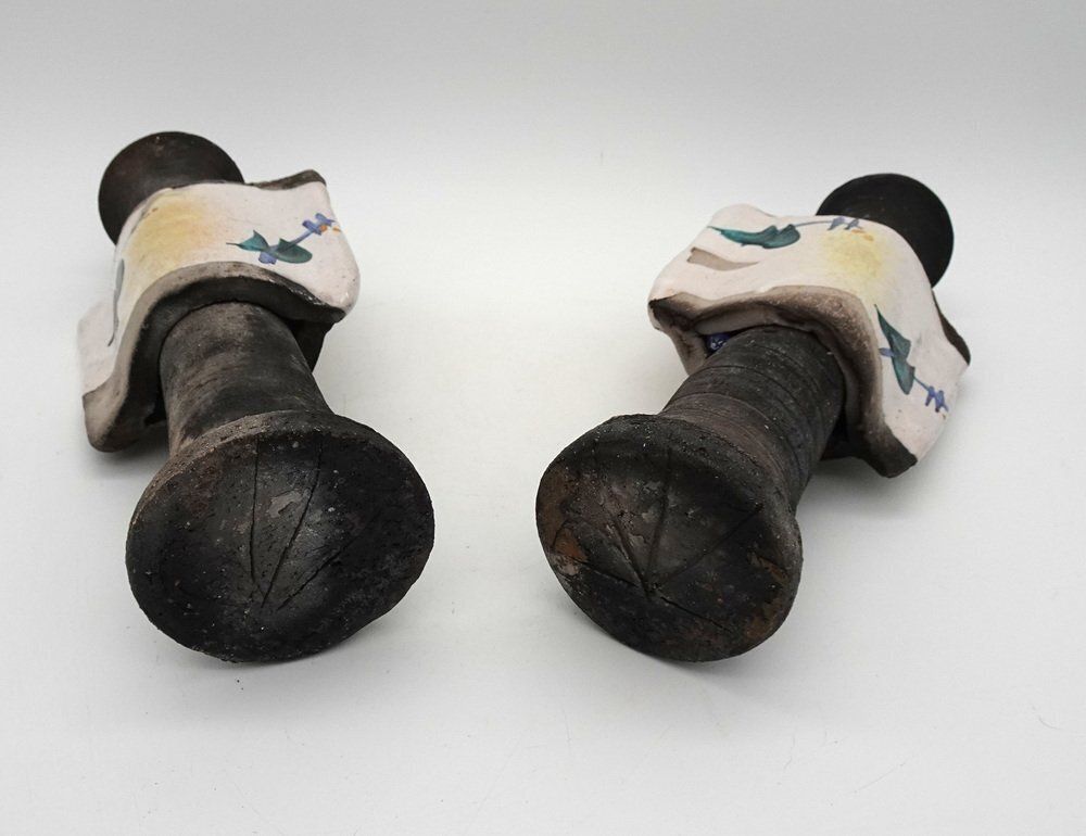 Mid Century Brutalist Ceramic Vases Or Candleholders, 1980s, Set Of 2 photo vinterior