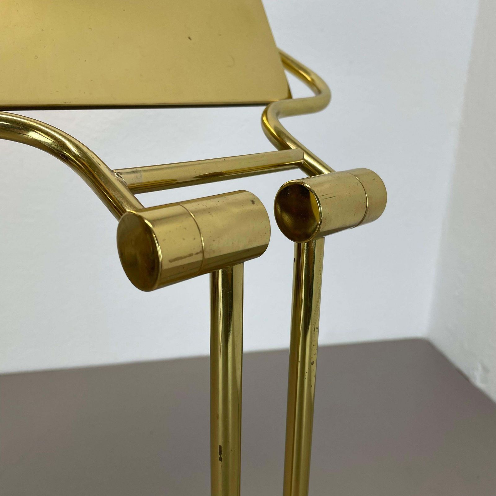 photo vintage Modernist Travertine And Brass Table Light By Hillebrand Leuchten, Germany, 1980