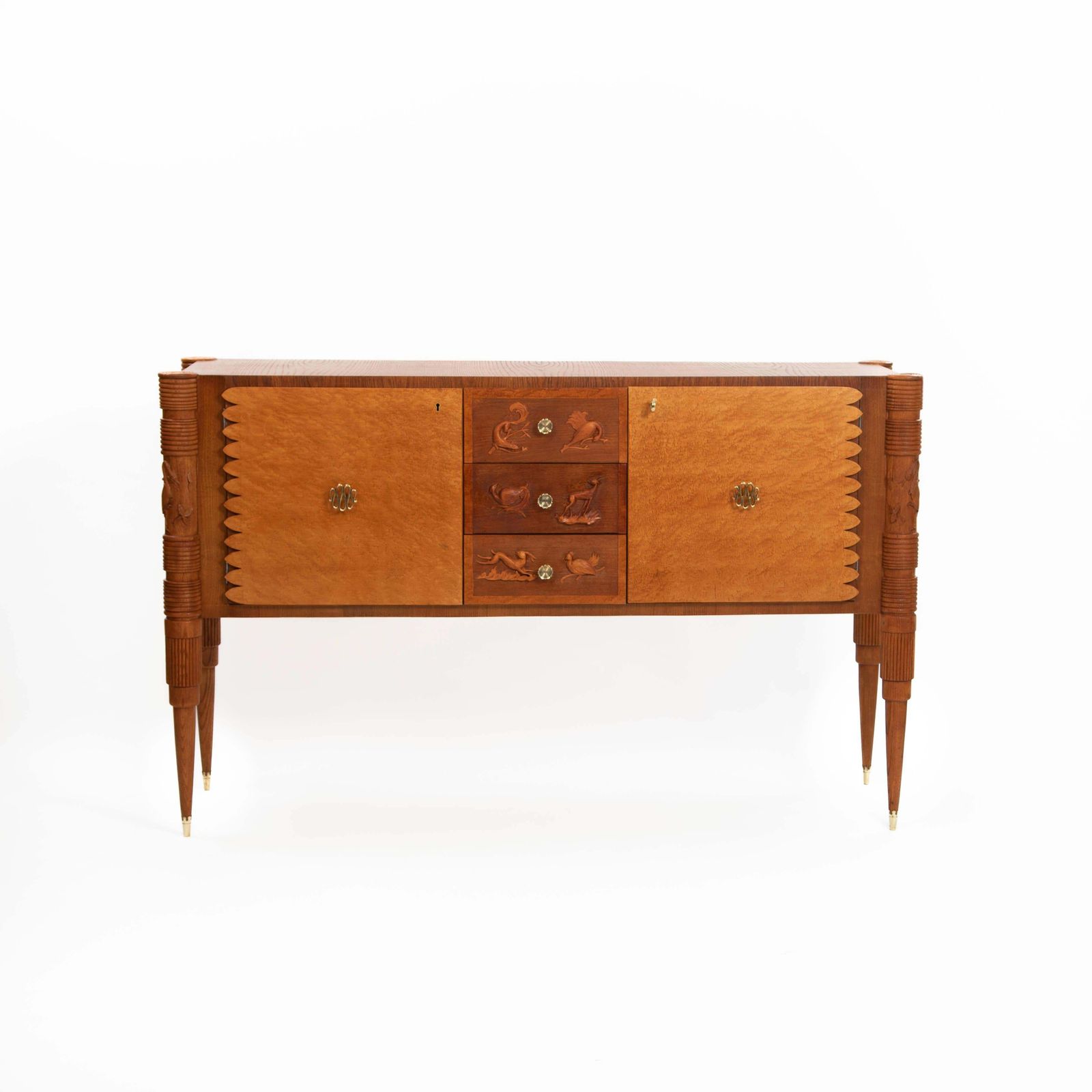 Italian Artistic Oak Sideboard With Naturalistic Carvings By Pierluigi Colli 40s photo furniture