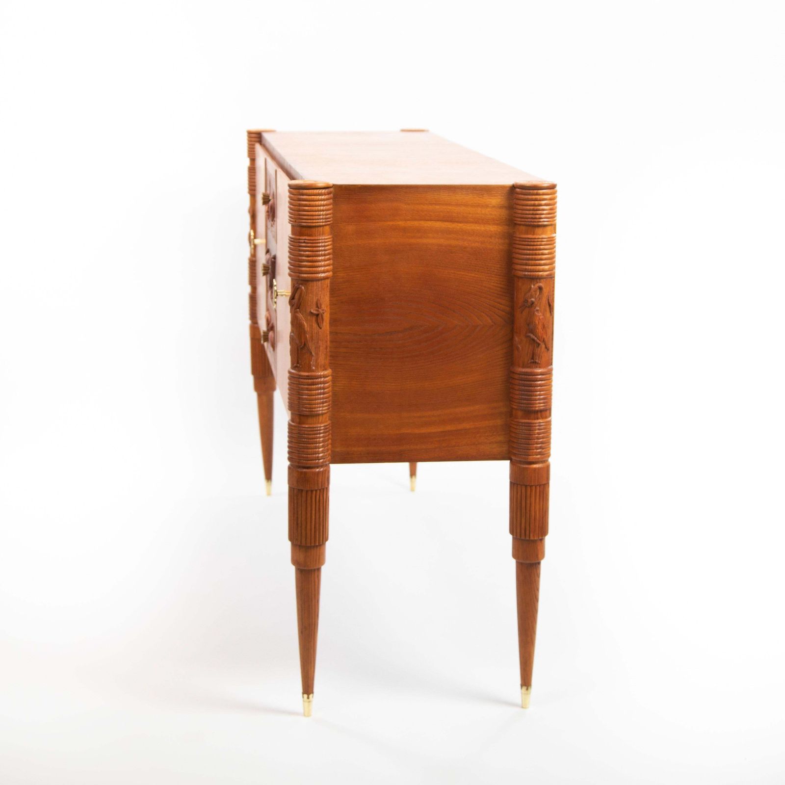Italian Artistic Oak Sideboard With Naturalistic Carvings By Pierluigi Colli 40s photo Furniture
