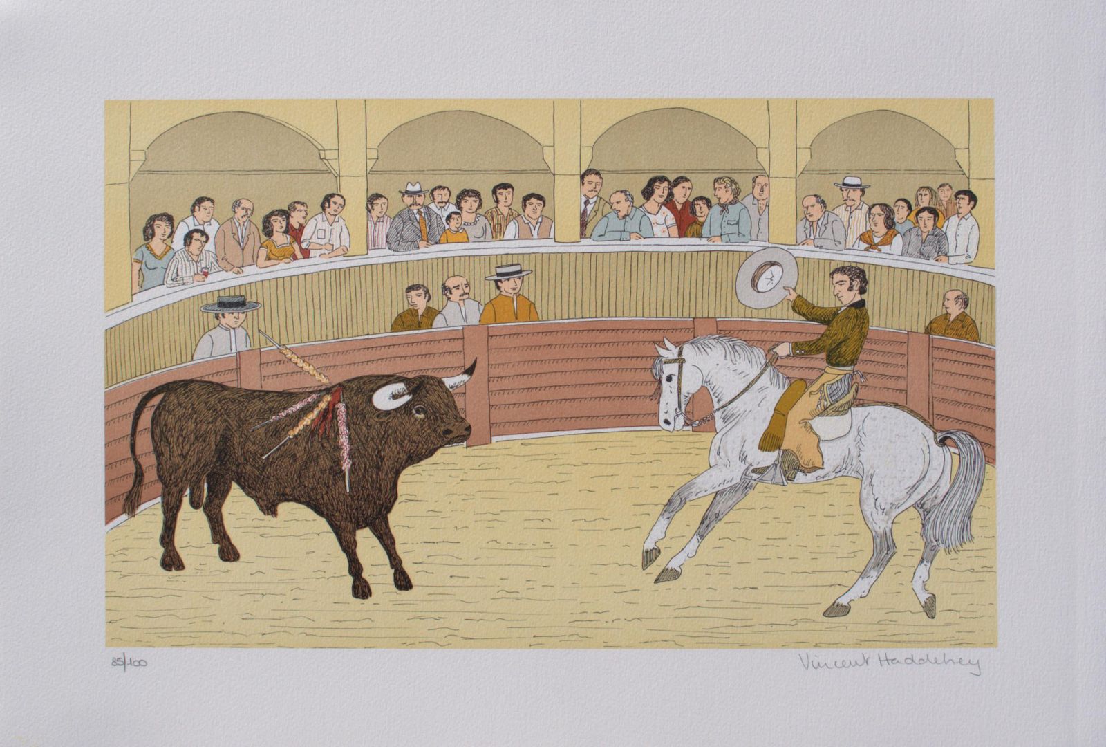 Vincent Haddelseyhorse : Bullfighting In Camargue   Original Lithograph, Handsigned & Ltd /1001974 photo furniture