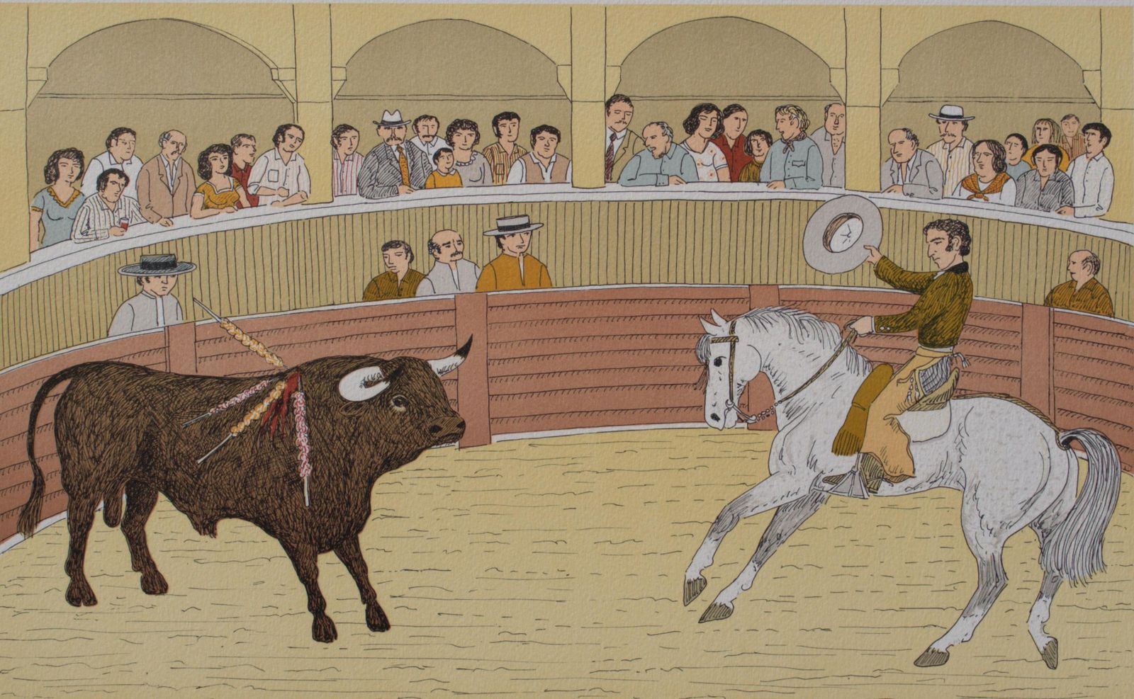 Vincent Haddelseyhorse : Bullfighting In Camargue   Original Lithograph, Handsigned & Ltd /1001974 photo for sale