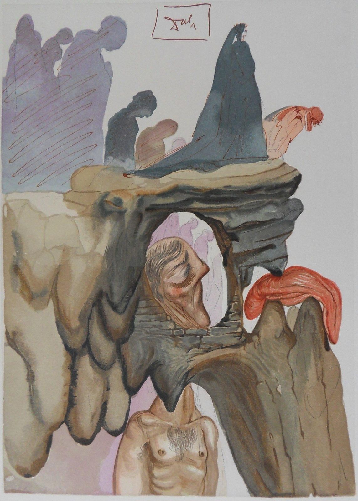 Salvador Dalí­Hell 22   The Liars    Original Woodcut 1963  (Field P 189 à 200)1963 photo Art