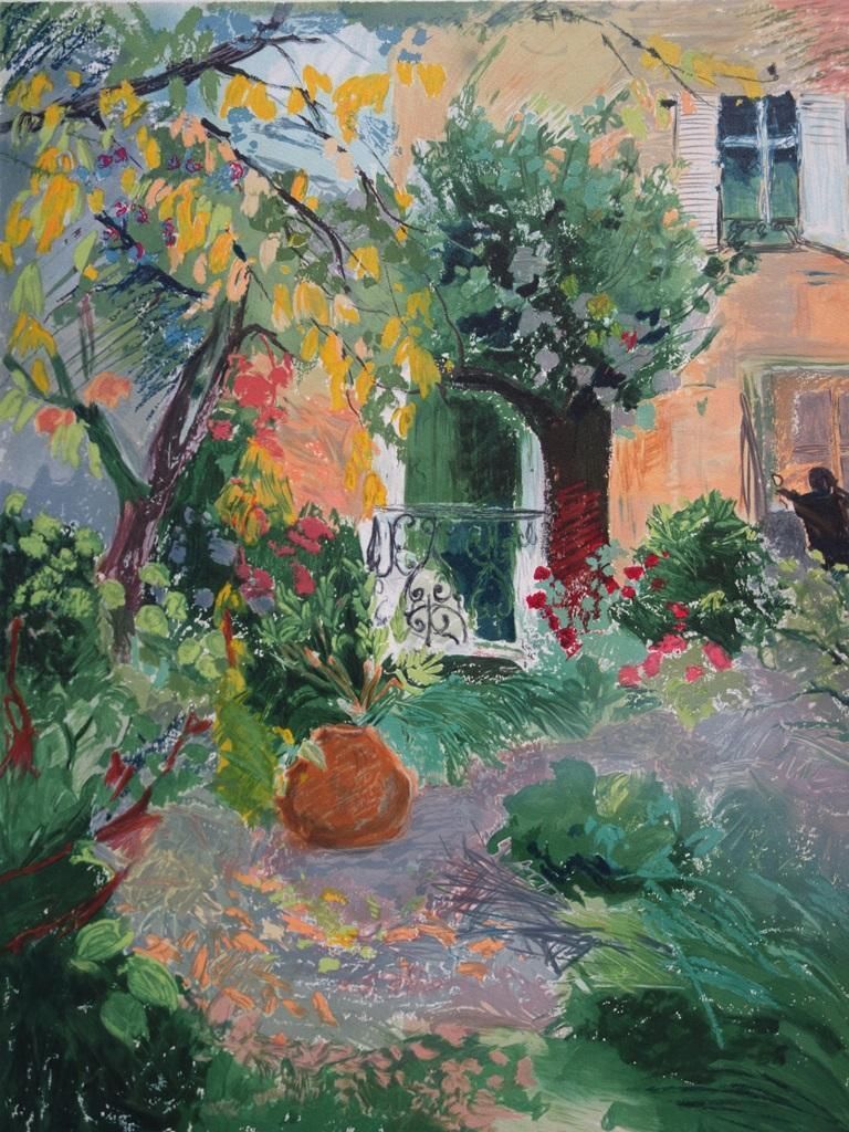 Nancy Delouisthe Provençal Garden In Spring   Original Handsigned Lithograph photo for sale