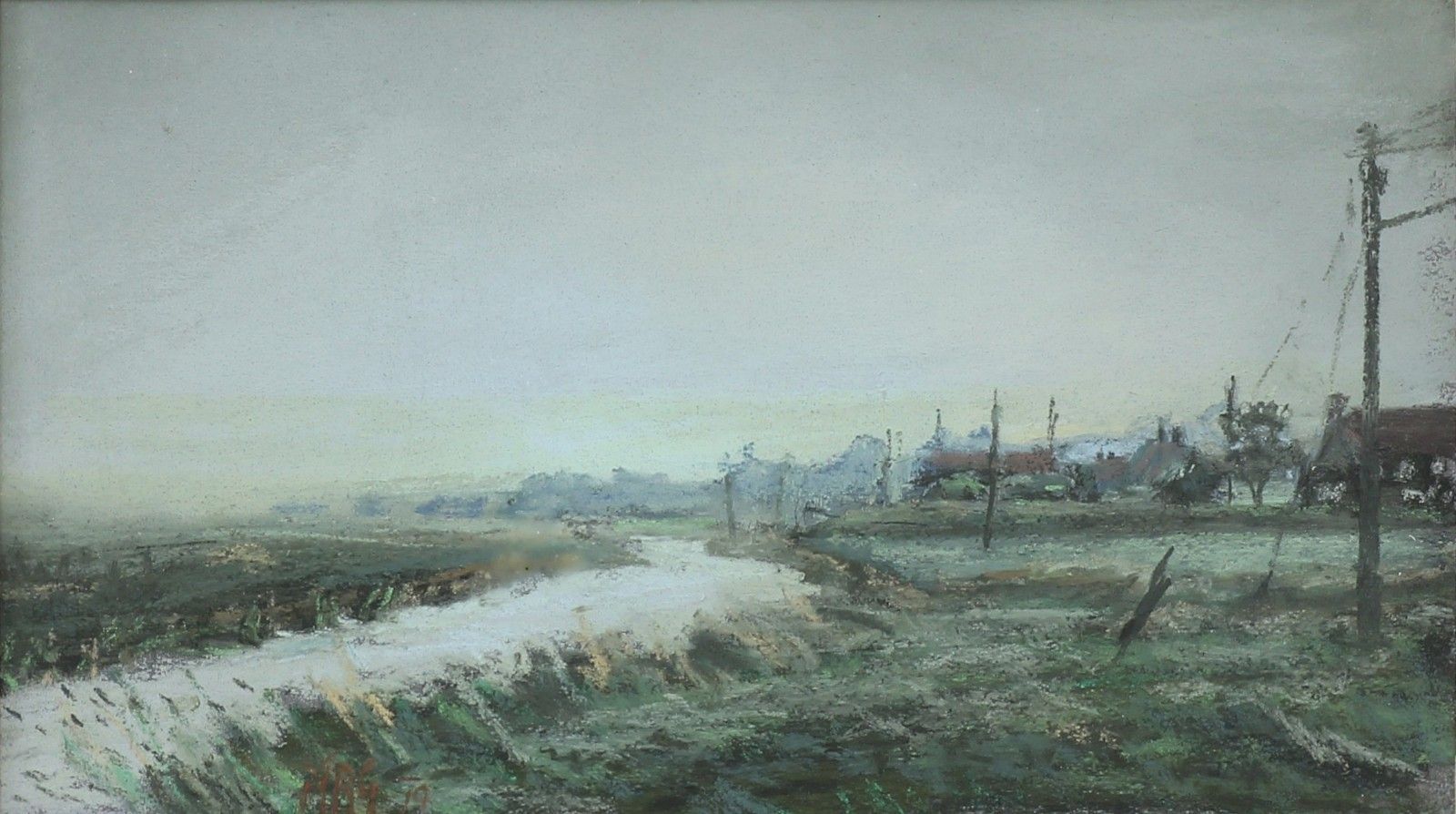 Pastel By Margaret Glass. Titled "The Coast Road, Towards Salthouse" photo furniture