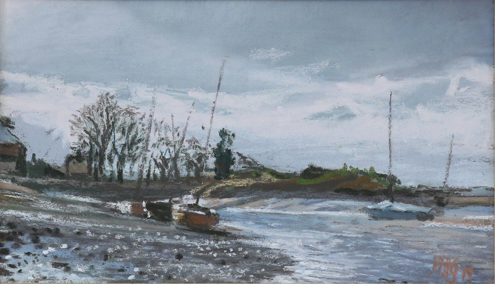 Pastel By Margaret Glass. Titled "Burnham Overy" photo furniture
