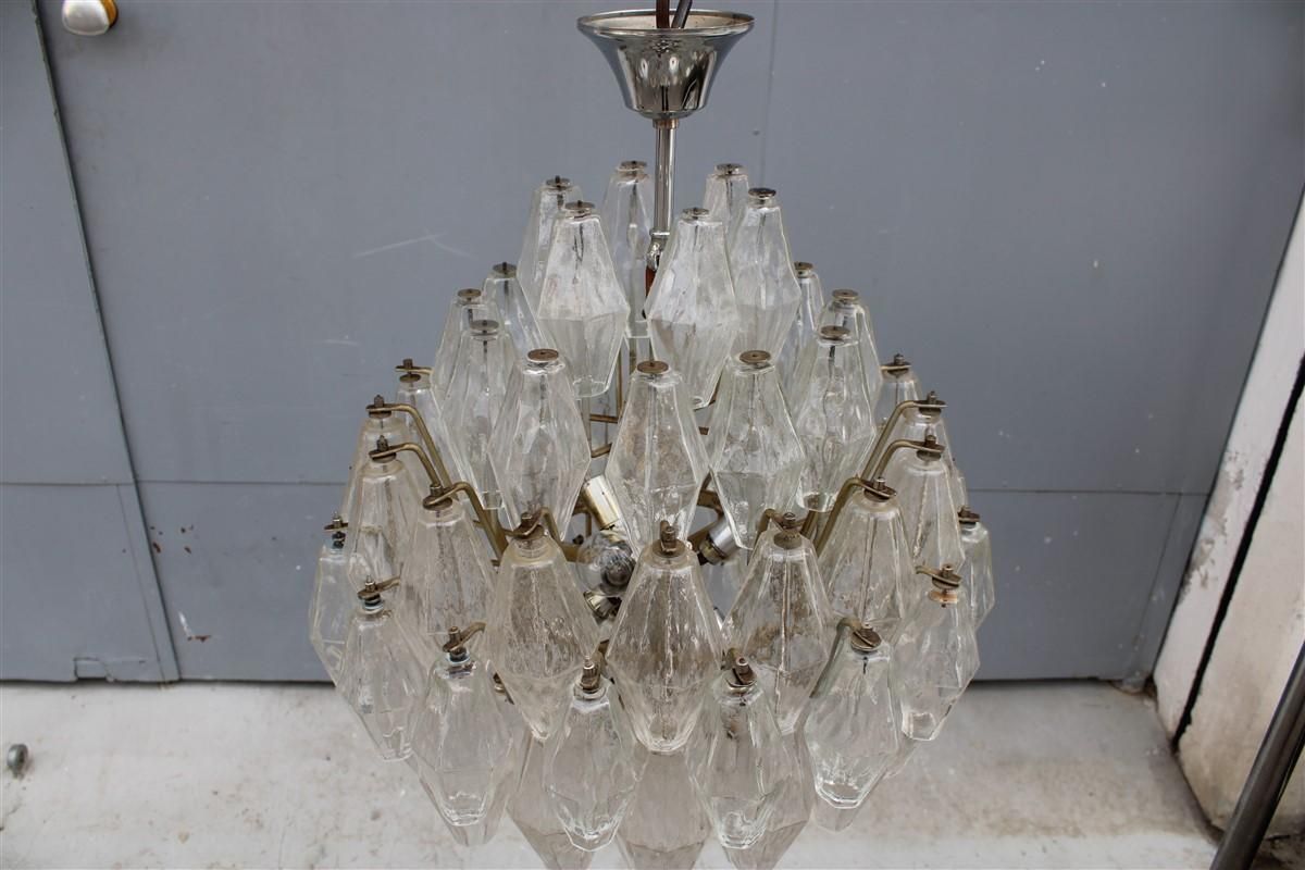 Round Murano Glass Venini Chandelier Poliedro 1950s Trasparent Italian Design photo Lighting