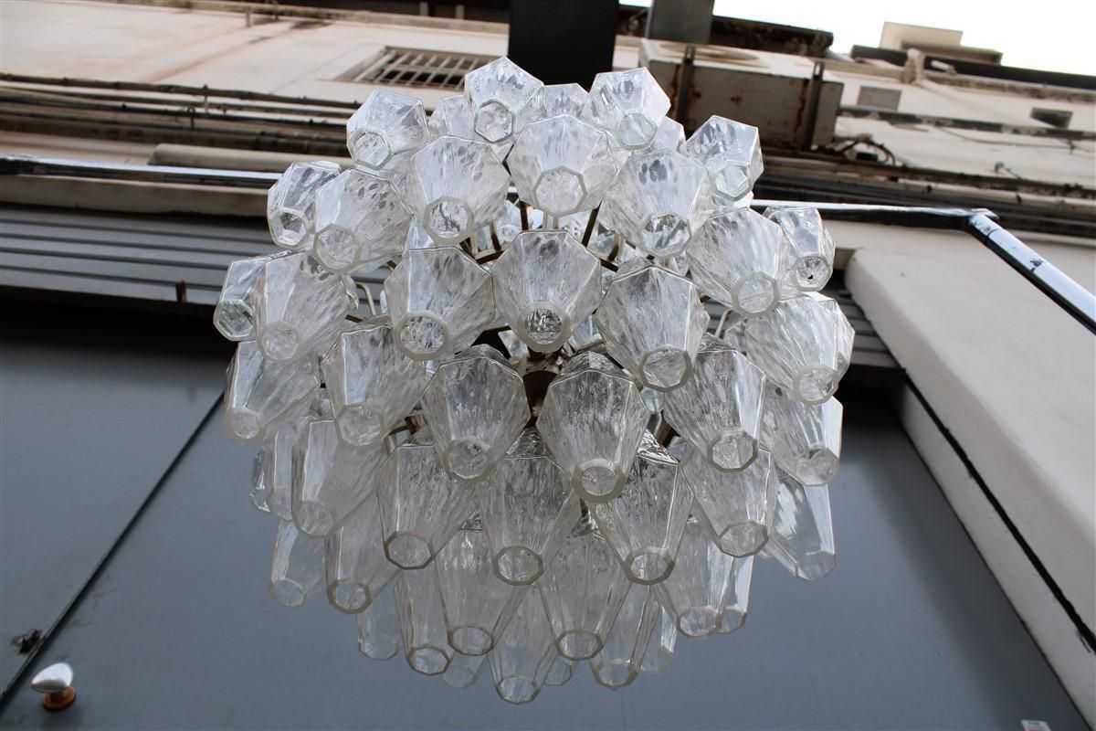 Round Murano Glass Venini Chandelier Poliedro 1950s Trasparent Italian Design photo 5039.0