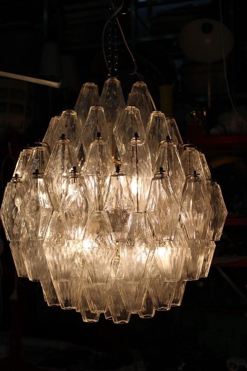 photo vinterior Round Murano Glass Venini Chandelier Poliedro 1950s Trasparent Italian Design