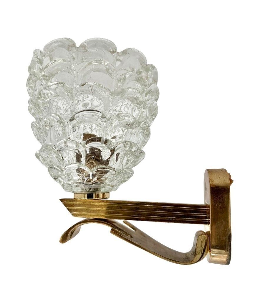 Two Pairs Of Art Deco 1940s Barovier And Toso Murano Glass And Brass Wall Sconces photo 2650.0