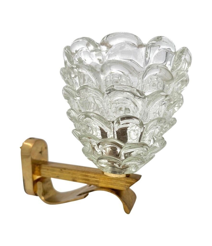 photo vinterior Two Pairs Of Art Deco 1940s Barovier And Toso Murano Glass And Brass Wall Sconces