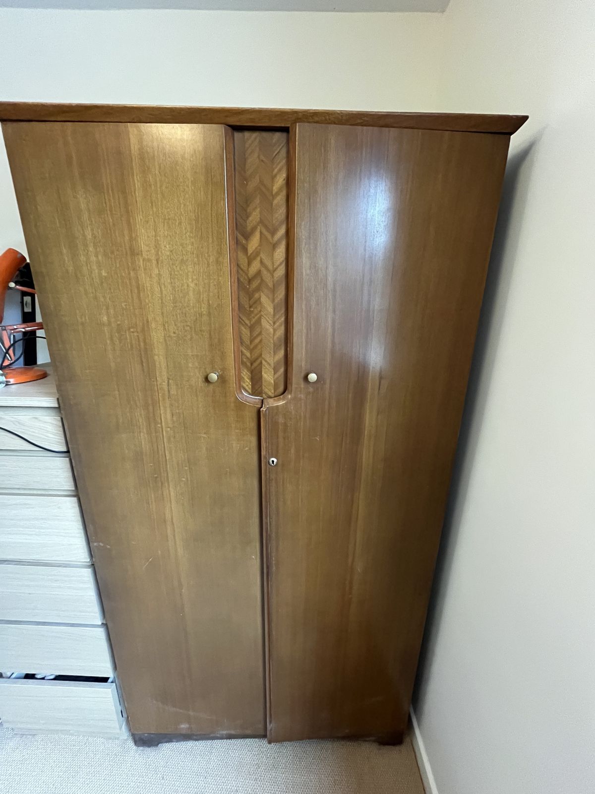 Uniflex Unit Bedroom Furniture: Set Of Two Mid Century Hardwood Wardrobes