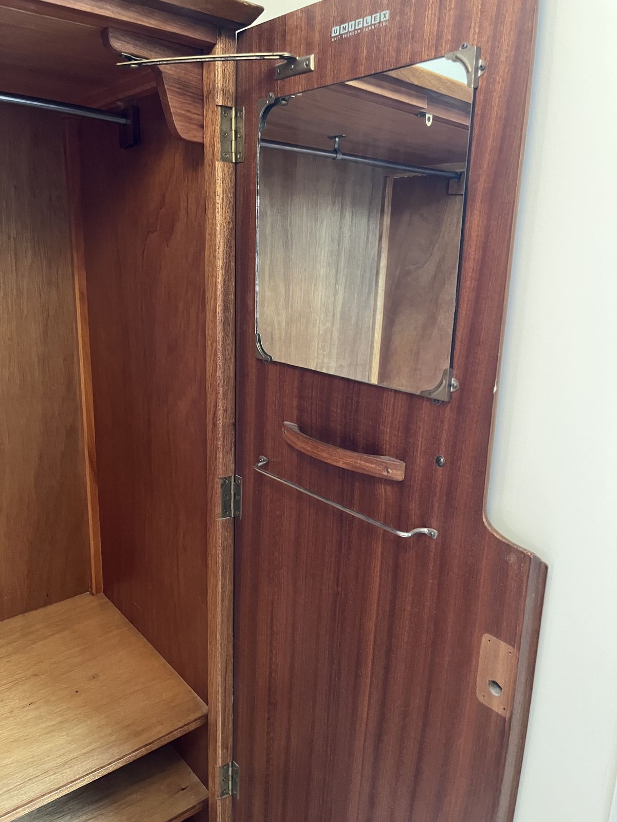 Uniflex Unit Bedroom Furniture: Set Of Two Mid Century Hardwood Wardrobes photo for sale