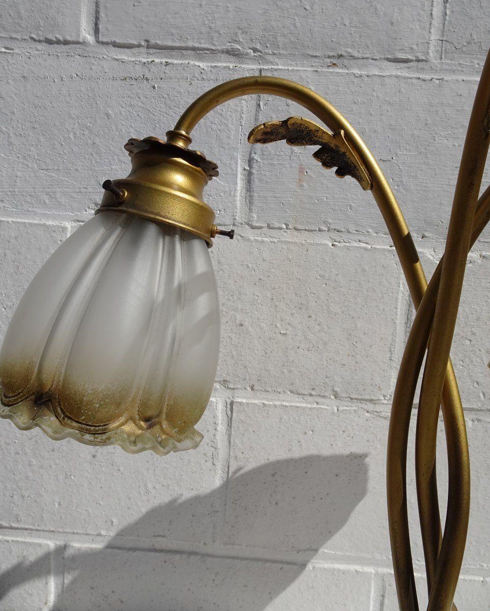 photo for sale Vintage Art Nouveau Style Table Lamp In Brass