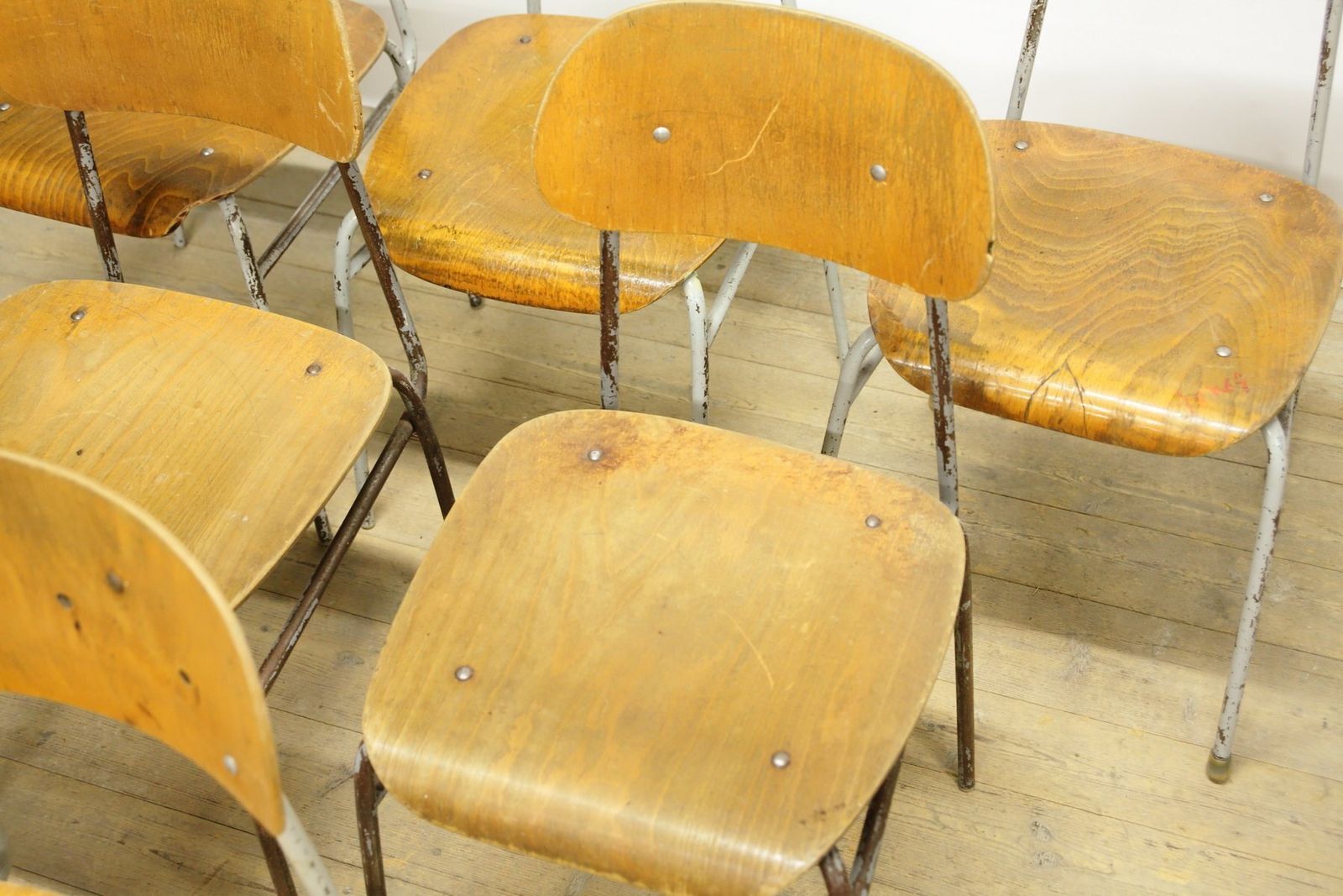 Vintage Industrial School Chairs, 1970s, Set Of 6 photo Furniture