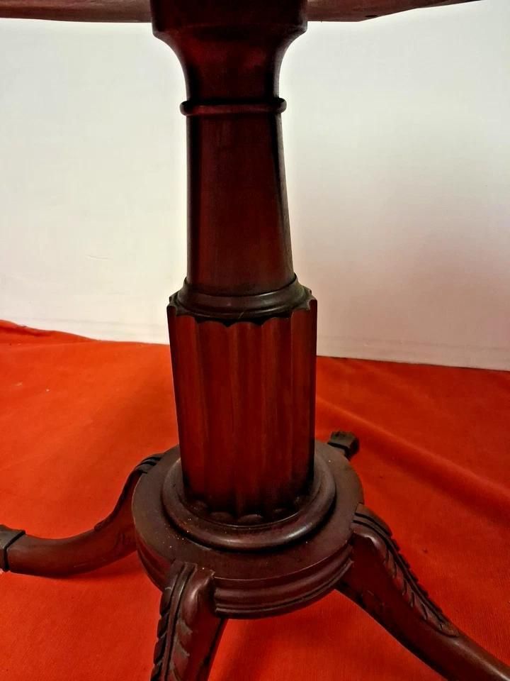 Antique Flower Shaped Top Occasional Table With Claw Feet Leather Inlaid Top photo vintage