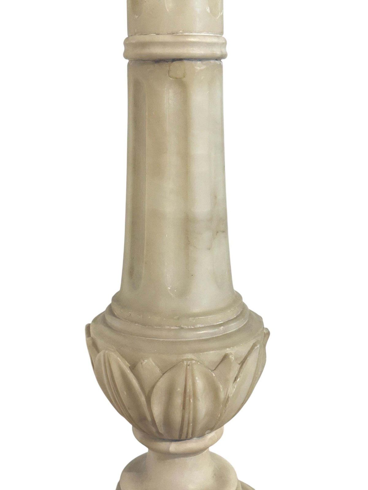 Antique Alabaster Column Pedestal With Carved Motifs photo vintage