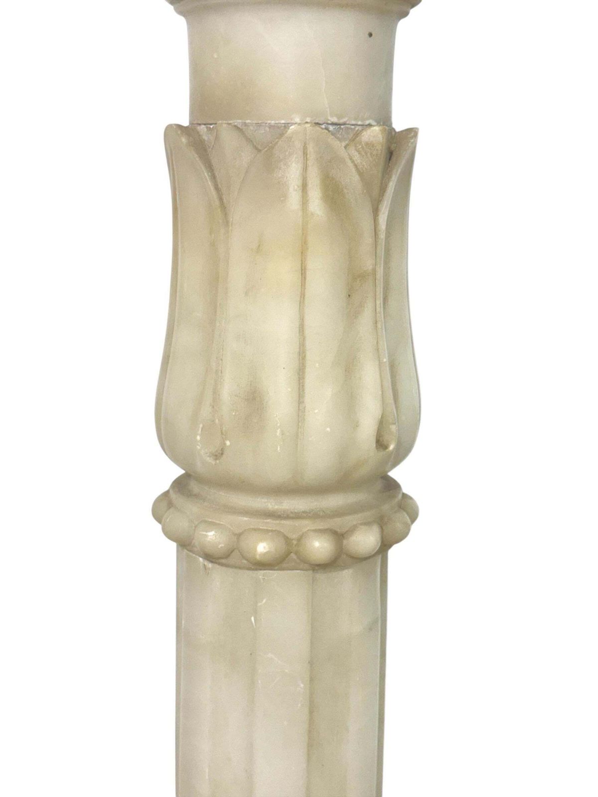 1470.0 Antique Alabaster Column Pedestal With Carved Motifs photo