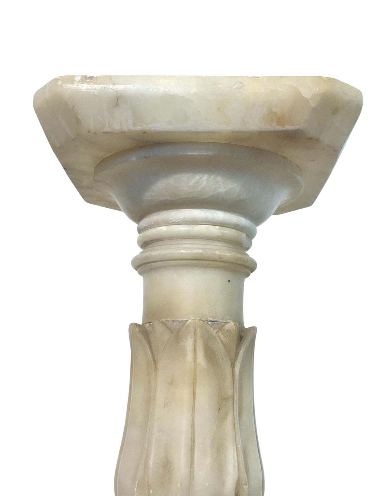 photo buy Antique Alabaster Column Pedestal With Carved Motifs