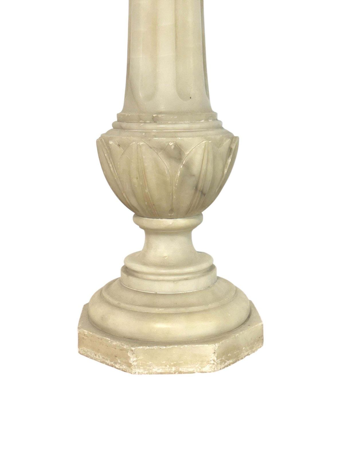 photo vintage Antique Alabaster Column Pedestal With Carved Motifs