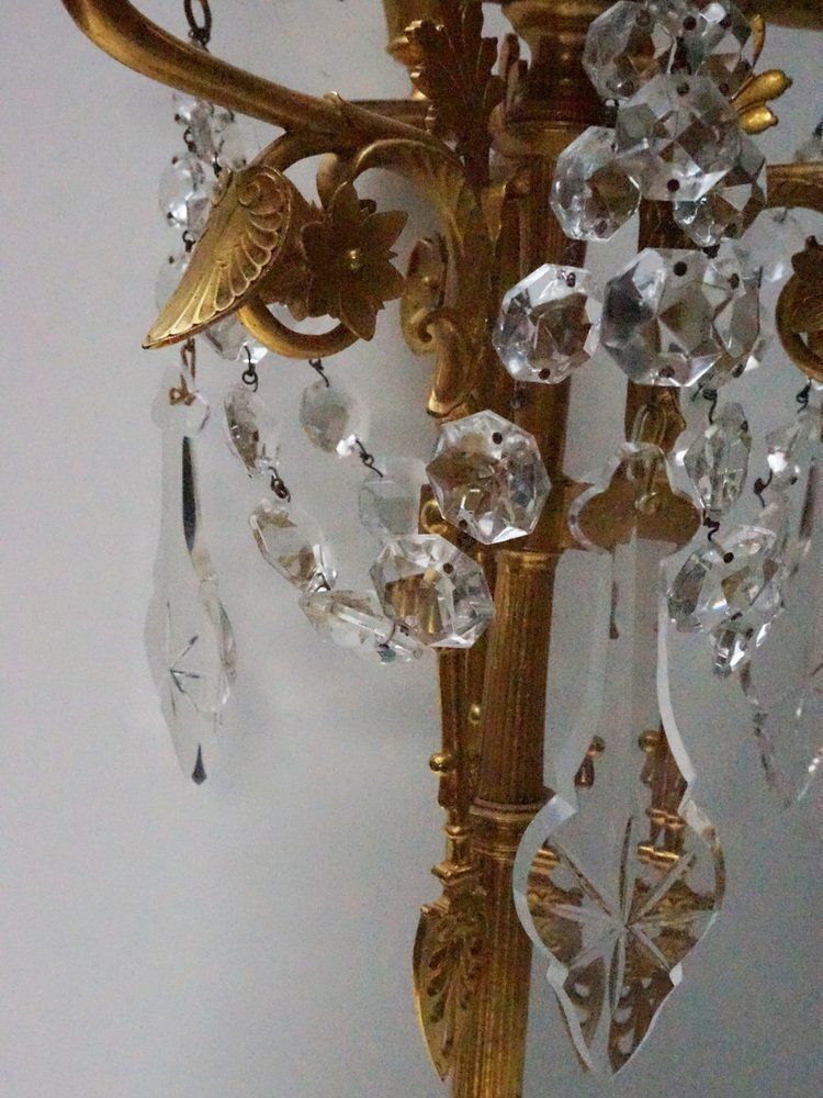 Home Decor French Empire Neoclassical 7 Light Candelabra In Gilt Bronze And Crystal photo