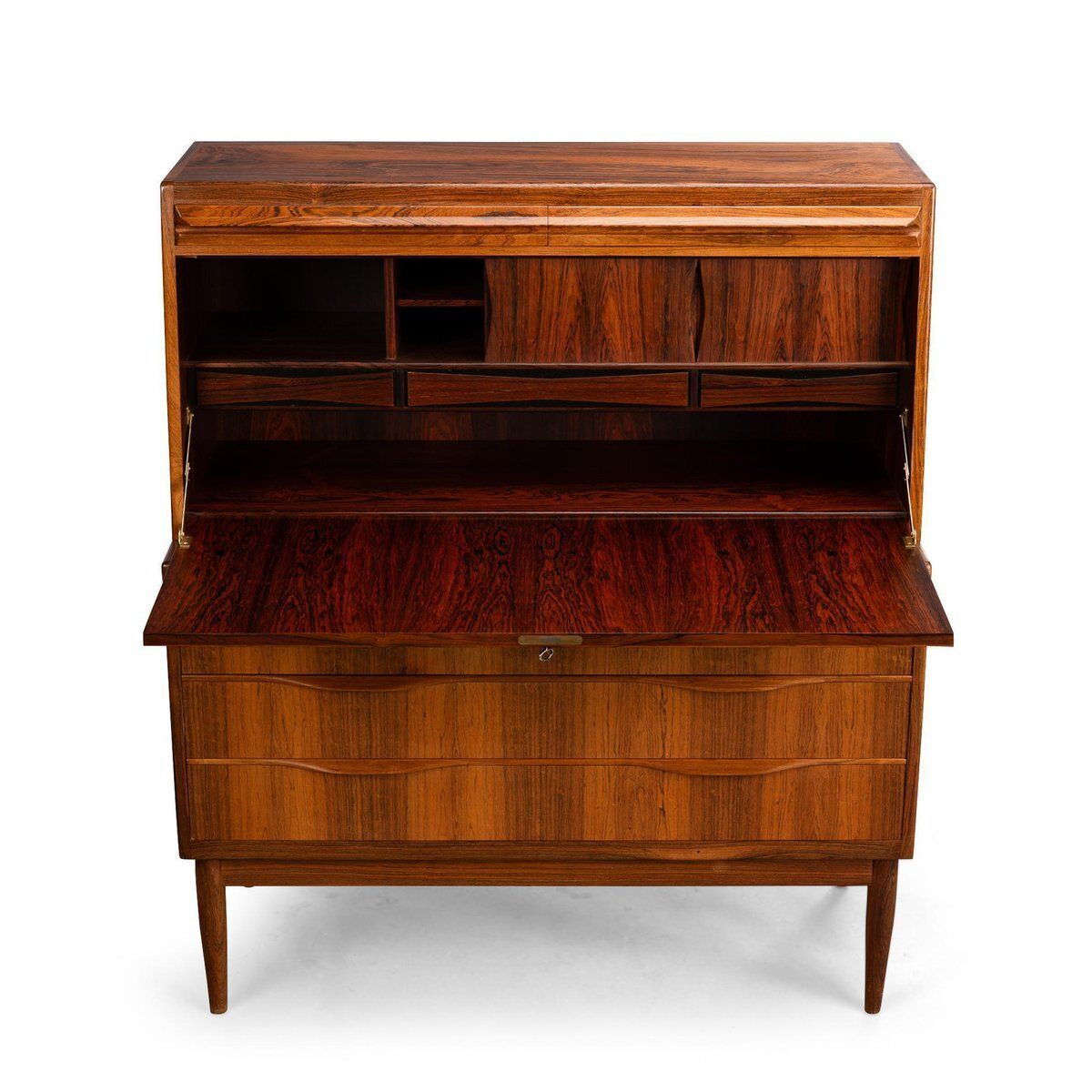 Rosewood Secretary Attributed To Erling Torvits For Klim Mobelfabrik, 1960s photo vinterior