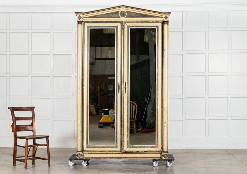 19thc French Empire Painted Oak Armoire photo Furniture