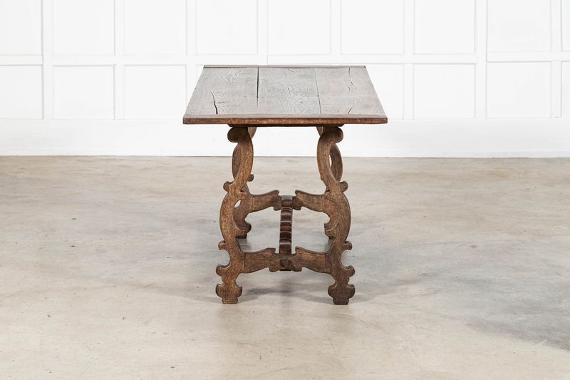 19thc Spanish Oak Trestle Table photo furniture