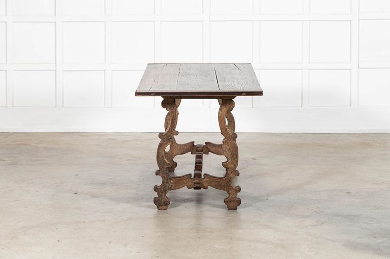 19thc Spanish Oak Trestle Table photo for sale