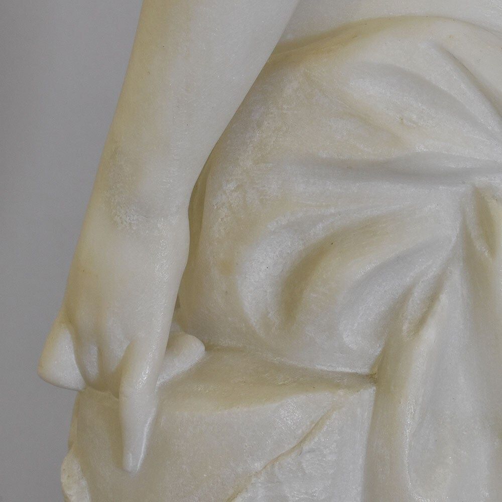 Antique Statues, Marble, Woman Sculpture, Young Girl Bathing, Signed Pugi, XIX Century. (Stma104) photo vintage