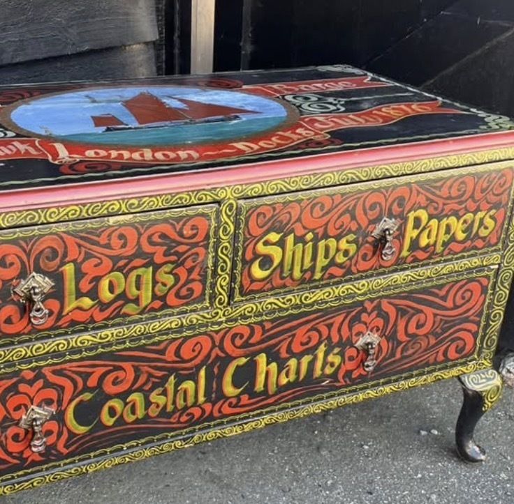 Vintage Hand Painted Two Drawer Chest photo for sale