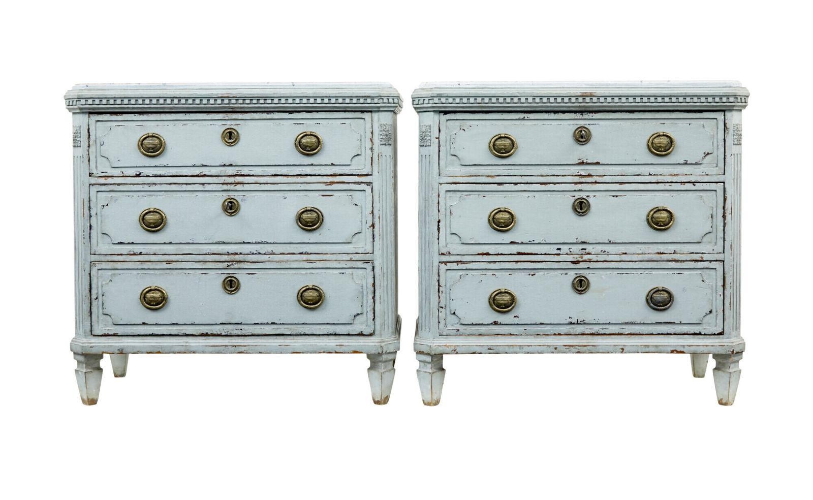 Pair Of 19th Century Chest Of Drawers With Faux Marble Tops