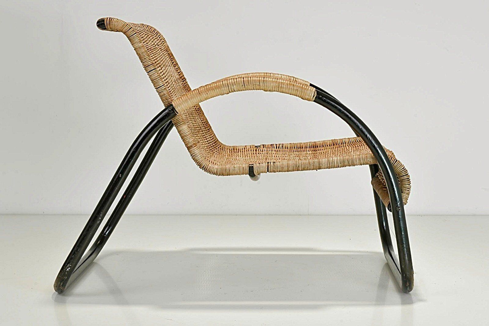 photo vintage Tubular And Rattan Steel Chair By Erich Dieckmann, Germany, 1930s