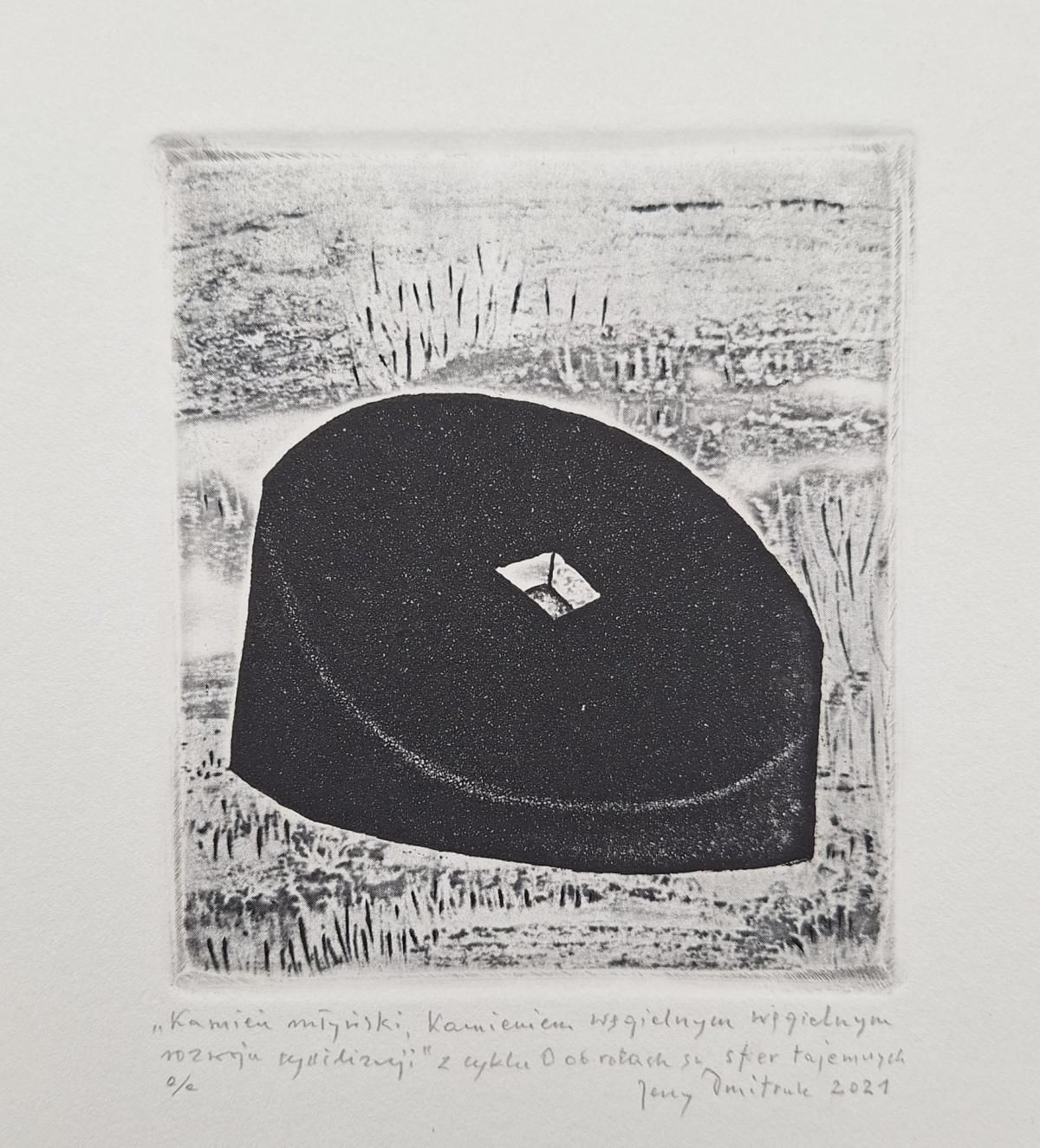 Jerzy Dmitruk The Millstone, Cornerstone Of Civilization's Development   21st Century, Etching 2021 photo vinterior