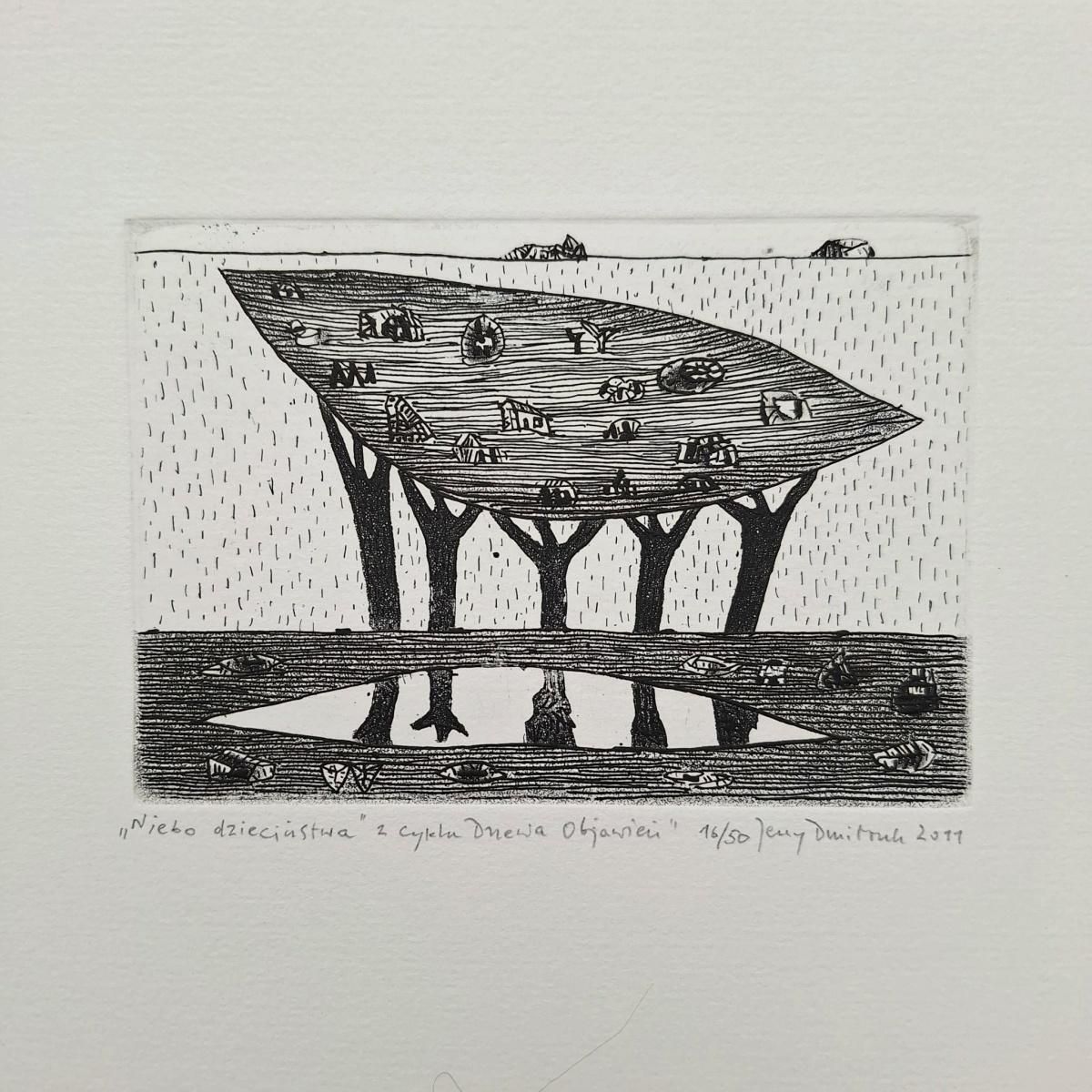 Jerzy Dmitruk Childhood Sky   21st Century, Contemporary Etching, Black And White 2011 photo Art