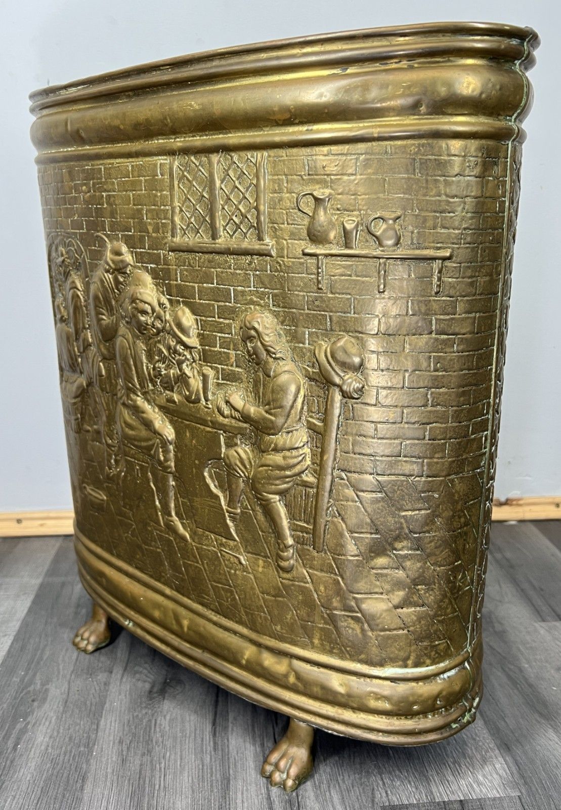 Umbrella Stand Vintage French Brass Carved Umbrella Stand Decorative Lot 4683 photo vintage