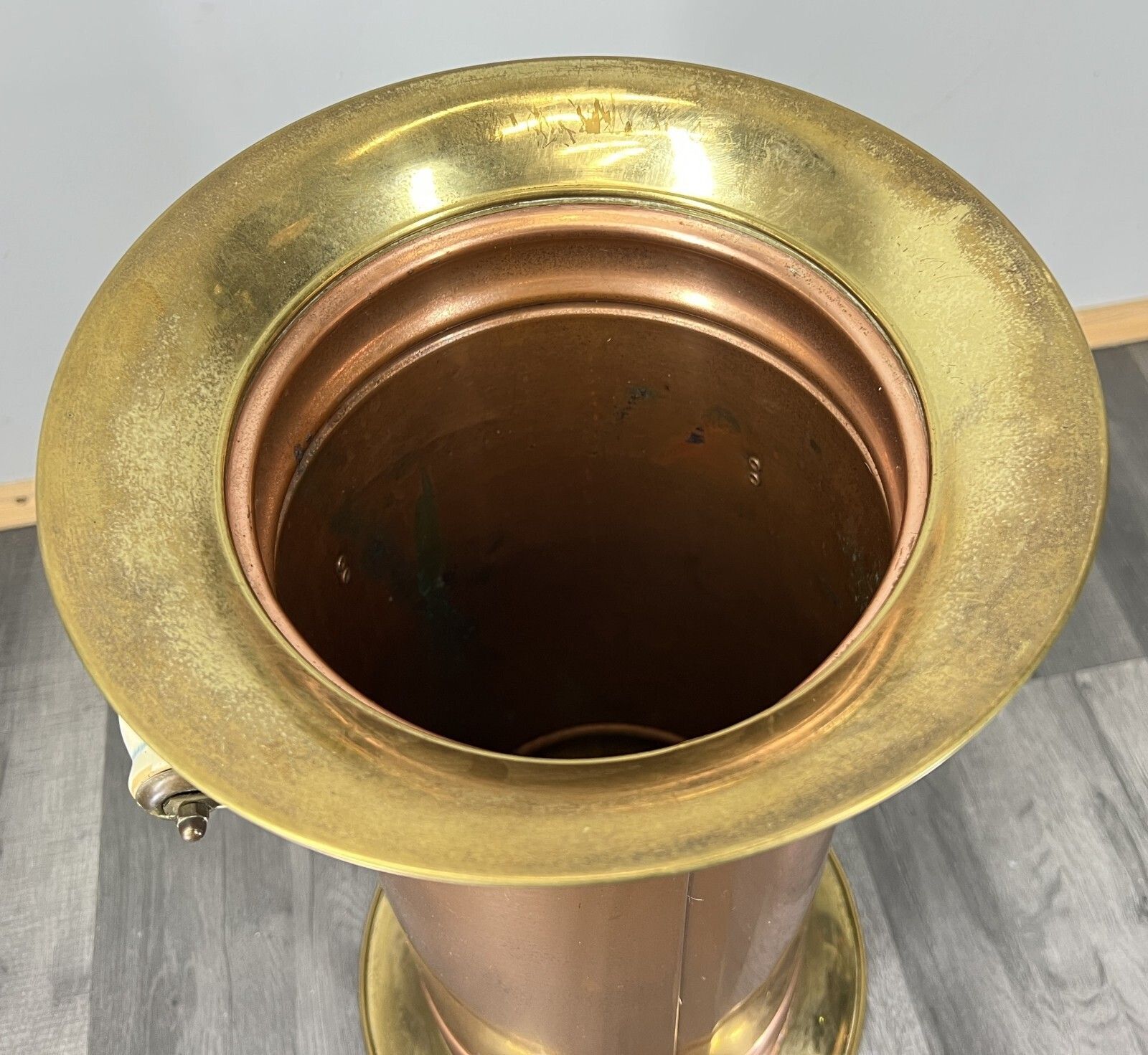 photo buy Umbrella Stand Vintage Brass Copper Decorative Stand Porcelain Handles Lot 4686