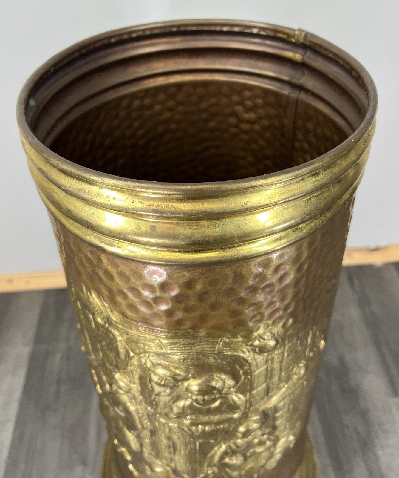 photo for sale Umbrella Stand Vintage French Brass Carved Decorative Hallway Holder Lot 4687