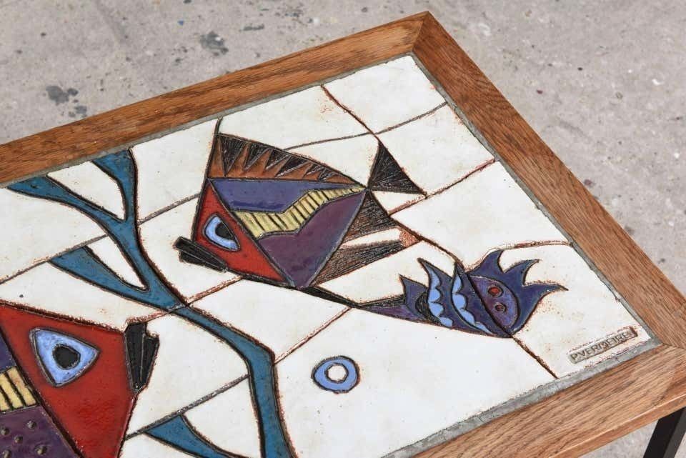 Ceramic Glazed Tiles Coffee Table Designed By Paul Vermeire, 1960s photo 2100.0